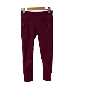 Women's Maroon Active Leggings with Zip Pockets